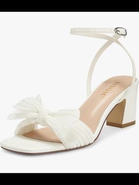 ISNOM Women's Bow Knot Heeled Sandals #1278